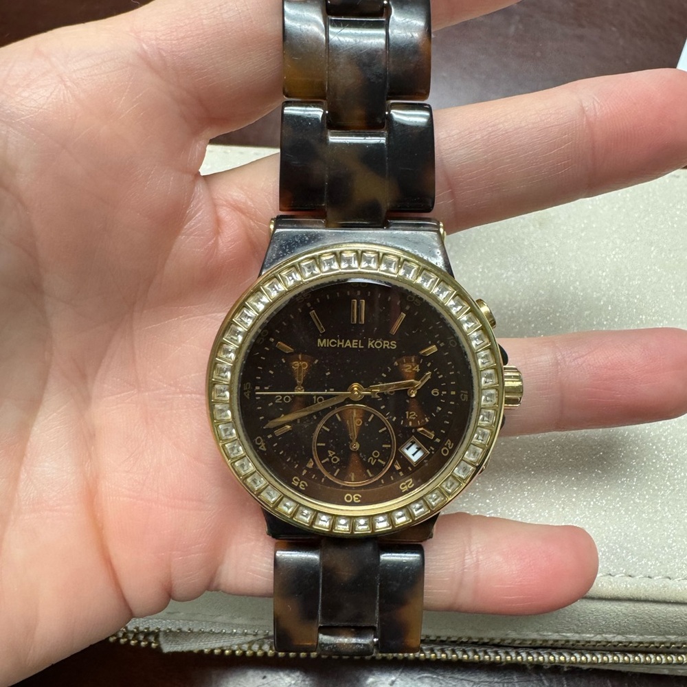 Michael Kors Tortoise and Gold Watch
